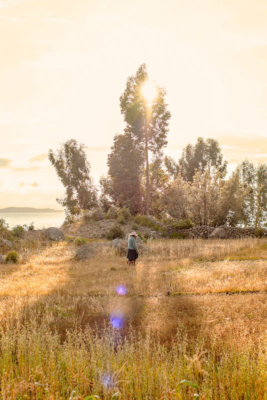 Isla Amantani Titicaca-See beim Sonnenuntergang