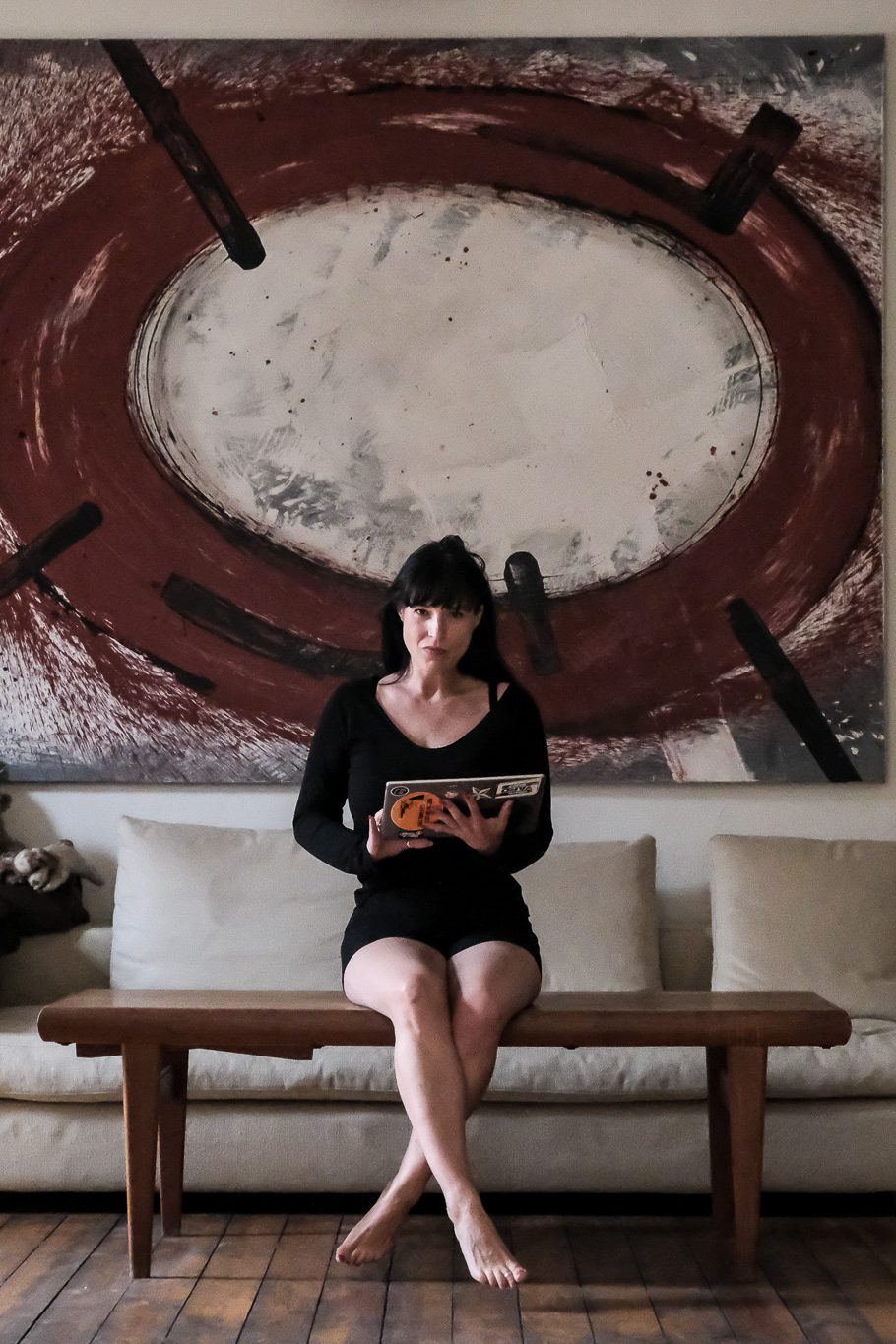 home office sitting with laptop